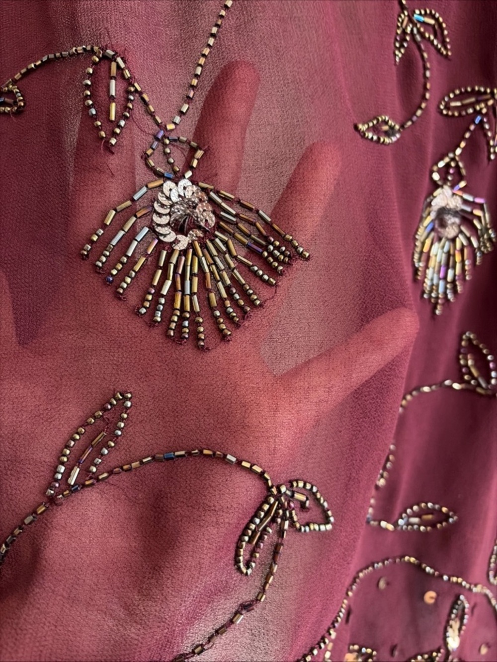 Wallis Beaded Floral Sheer Kimono Short Sleeve in Wine Coverup Shawl Formal NWT - Picture 9 of 9